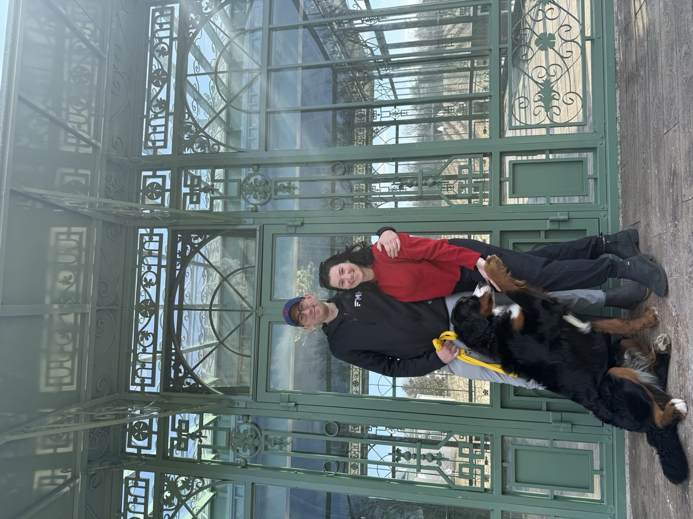 Alex, Elliot, and their Bernese Mountain Dog